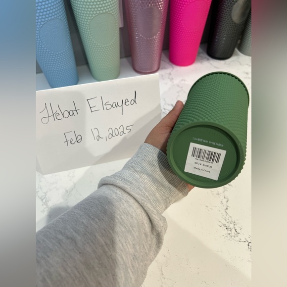 Starbucks Taiwan matte green 24oz studded straw cup - Picture 2 of 3